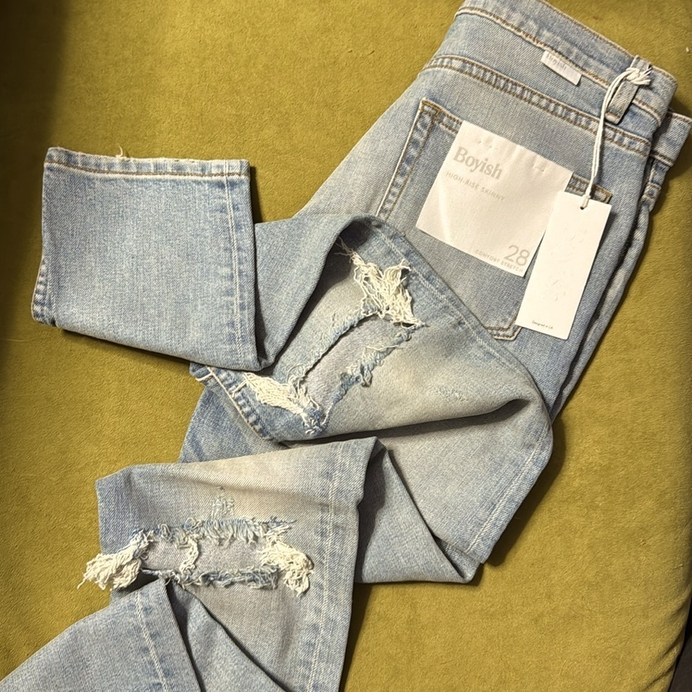BOYISH Zachary High-Rise Skinny Comfort Stretch JEANS in Blue Angel 28 NWT 3